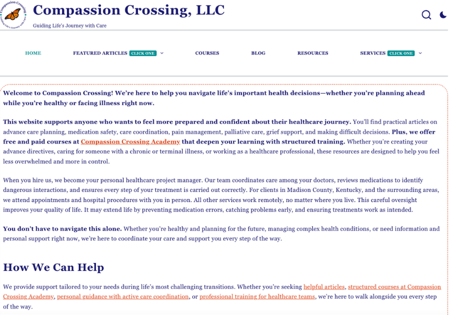 Compassion Crossing Website